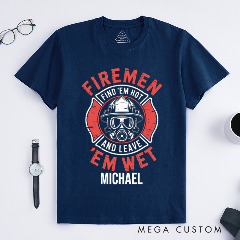 Personalized Firefighter T-Shirts Custom Firefighter Design T-Shirt Firefighter Dad Gift
