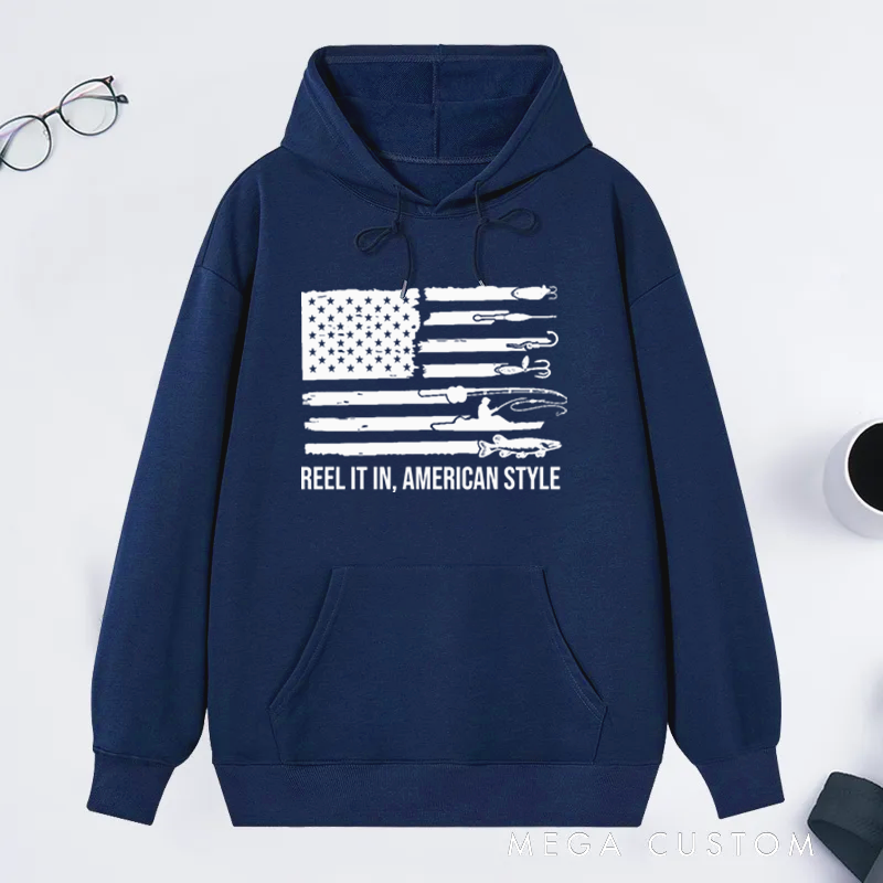 Personalized Fishing American Flag Hoodie American Flag Fishing Hoodie Patriotic Fisherman Gift Comfortable Outdoor Sweatshirt for Fishing Enthusiasts