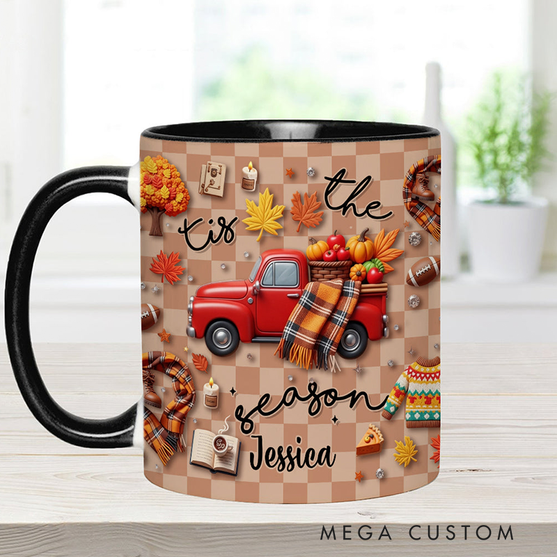 Personalized Tis the Season Custom Autumn Accent Mug
