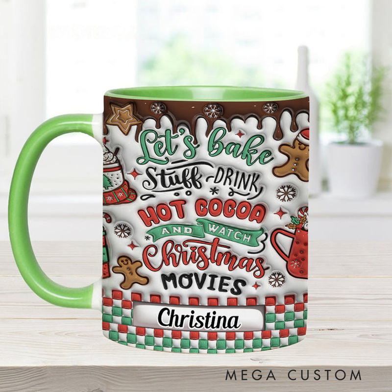 Personalized Let's Bake Stuff Mug with Name 11oz Ceramic Baking Accent Mug Coffee Cup for Baker Mom Sister Daughter Baking Lover Gift