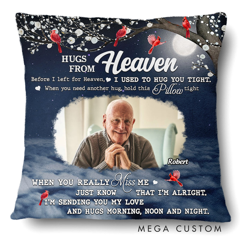 Personalized Memorial Throw Pillow Custom Photo Sending You My Love Memorial Gift for Family