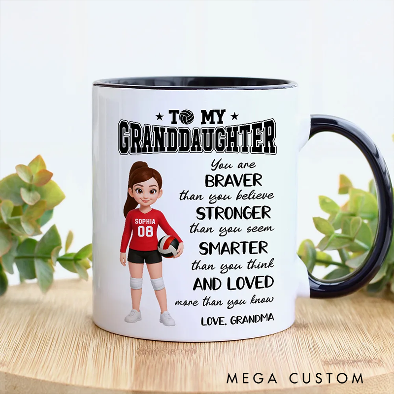 Personalized Volleyball Mug for Daughter with Inspirational Message from Mom