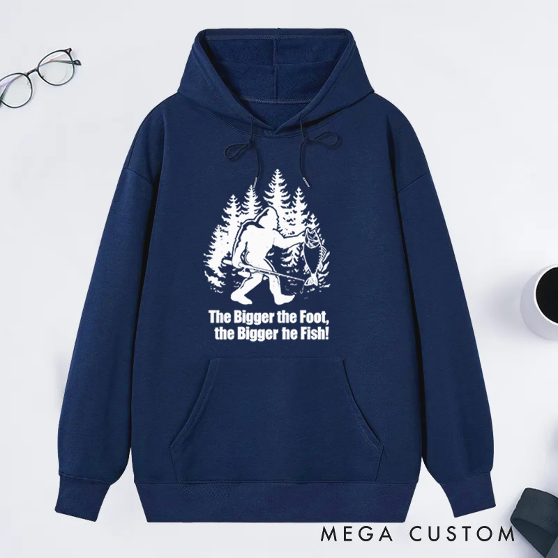Personalized Funny Bigfoot Fishing Hoodie Funny Sasquatch Fisherman Hoodie Bigfoot Angler Sweatshirt Cozy Sweatshirt for Fishing Enthusiasts and Outdoor Lovers