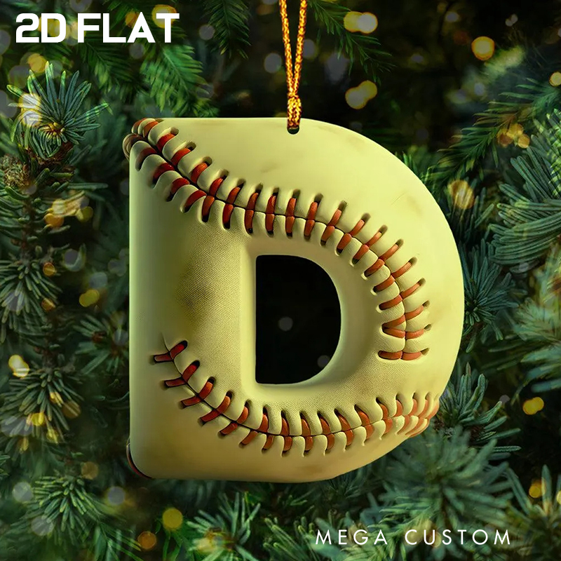 Personalized Softball Acrylic Initial Christmas Ornament for Softball Fans with Festive Touch  