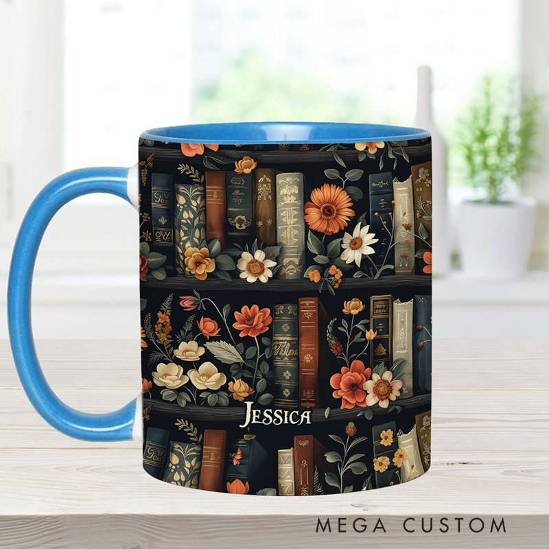Personalized Bookish Mugs Custom Book Accent Mug with Name Bookworm Coffee Cup for Reader Bookworm Book Lover Librarian Gift