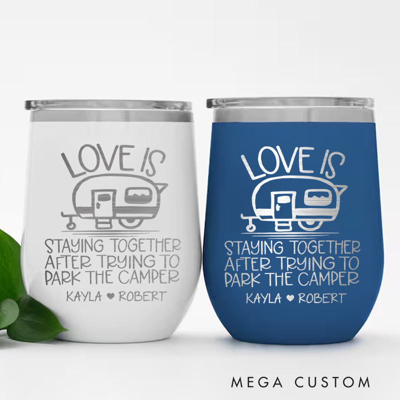Personalized Couples Camping Wine Tumbler Camping Mug Coffee Cup Gift for Outdoor Adventures Campig Lover