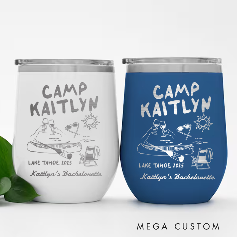 Personalized Camp Bachelorette Wine Tumbler outdoor Camping Weekend Trip Cup Friends Camping gift