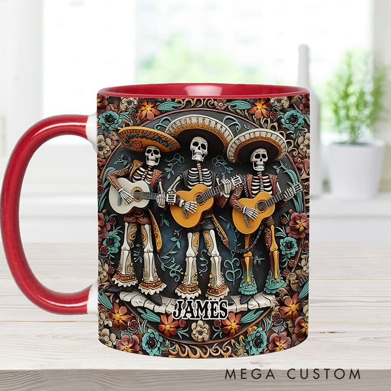 Personalized Name Skeleton Trio Mug Skull Accent Mug