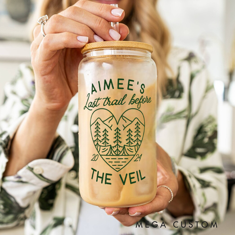 Personalized Custom Camp Bachelorette Glass Tumblers Outdoor Camping Coffee Cup Gift for Campig Party Lover