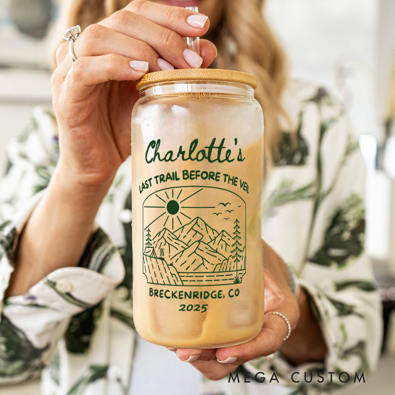 Personalized Outdoor Camping Party Coffee Cup Custom Camp Bachelorette Glass Tumblers Gift for Campig Lover