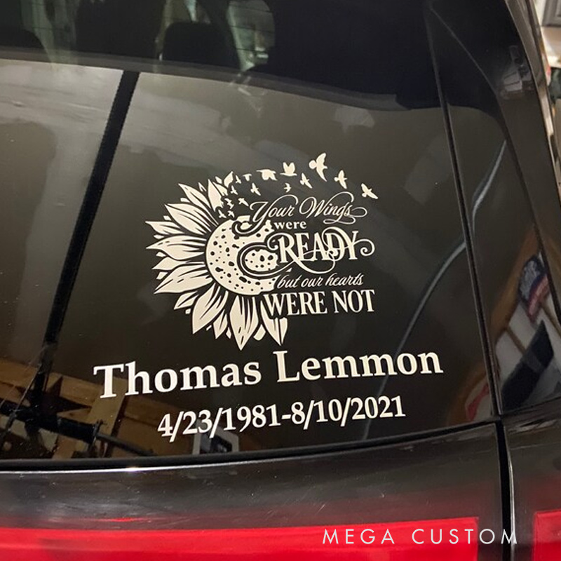 Personalized Memorial Decal Sticker for Car Window In Loving Memory Decal Sunflower Decal Sympathy Gift