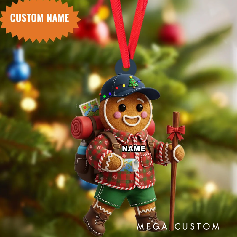 Personalized Custom Name Camping Gingerbread Christmas Ornament Christmas Tree Hanging Outdoor Camping Lover Gift 