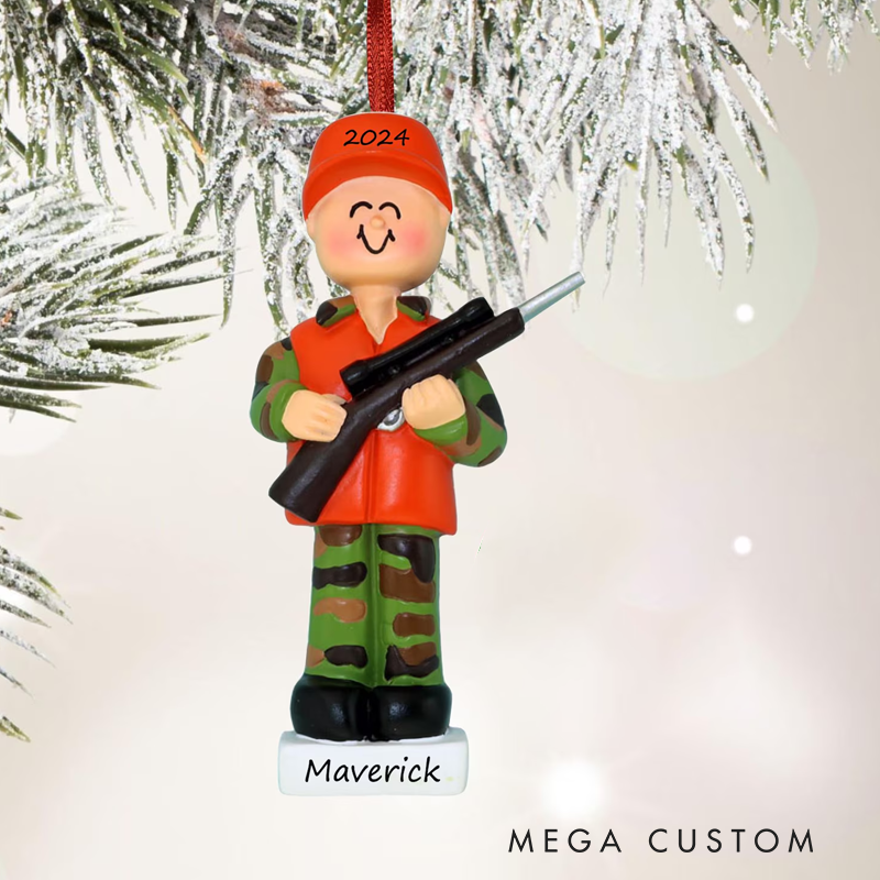Personalized Hunting Christmas Ornament 2d Flat Huntsman Ornament Custom Hunter Ornament Hunter Boy Gifts Hunter Girls