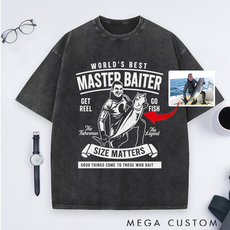 Personalized Funny Fishing T-Shirt World's Best Master Baiter T-Shirt Fishing T-Shirt Perfect Gift for Fishermen Comfortable Outdoor Fishing Apparel