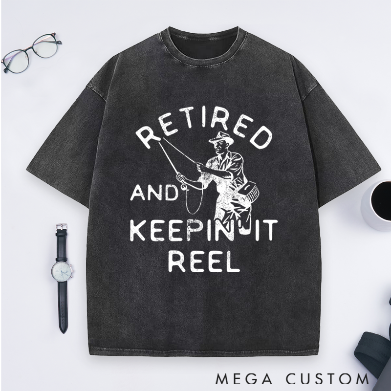 Personalized Retired and Keepin' It Reel T-Shirt Funny Fishing T-Shirt for Retirees Comfortable Outdoor Fishing Apparel Perfect Gift for Fishermen