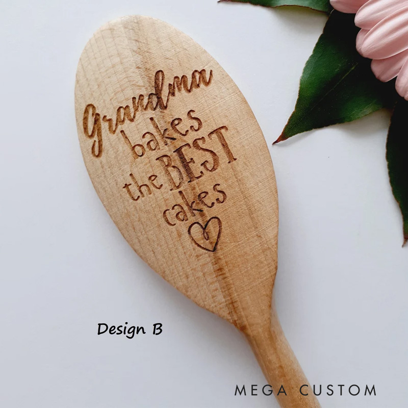 Personalized the Best Cakes Spoon with Name Wooden Baking Spoon for Baking Lover Baker Mom Grandma Baking Lover Gift