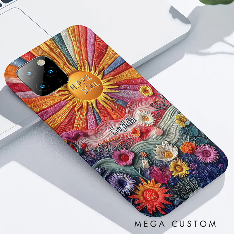 Personalized Hippie Full Print Phone Case Hippie Lover Gifts Colorful Hippie Phone Case Bohemian Phone Case