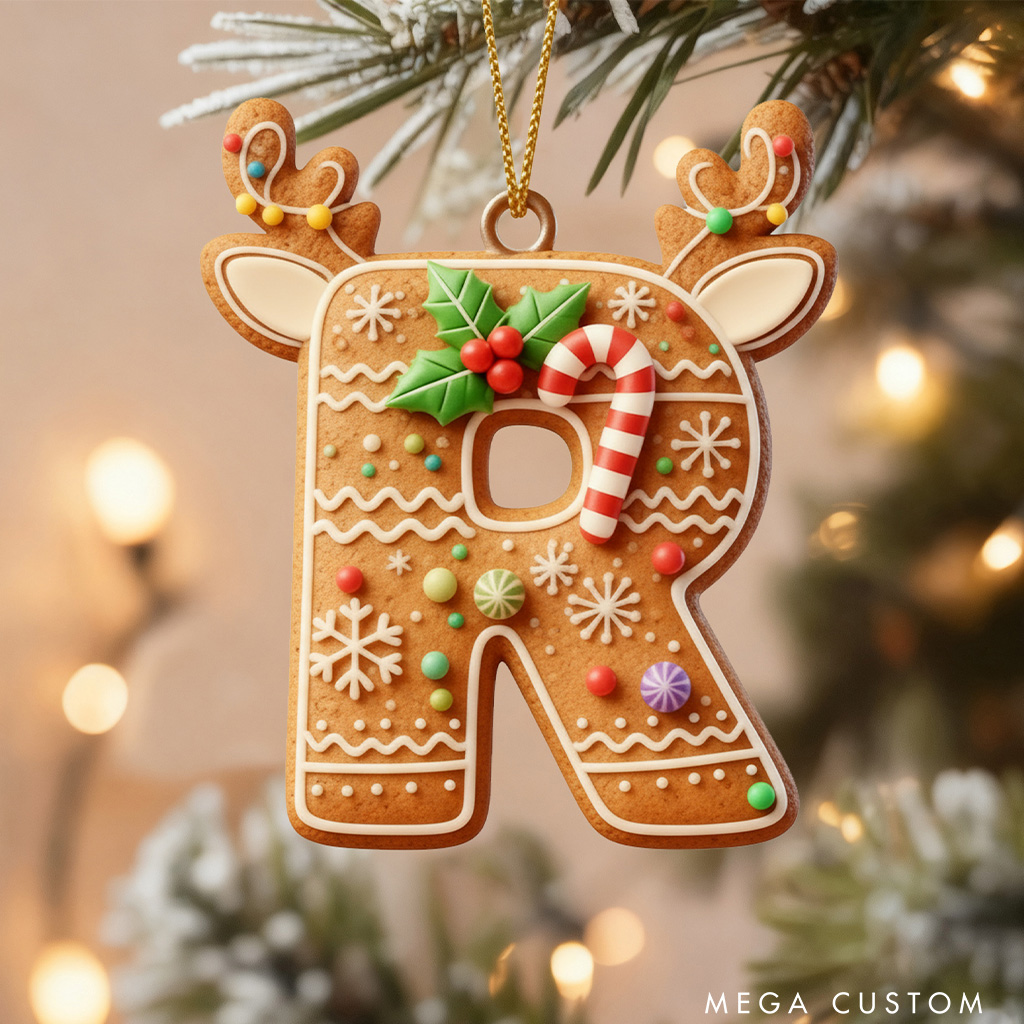 Personalized Alphabet Cookie Christmas Ornament Baking Holiday Decor Custom Cookie Family Ornament for Baker Xmas Gift