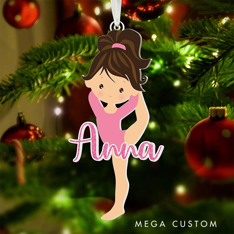Personalized Cute Cartoon Gymnastic Girl Christmas Acrylic Ornament Dance Lovers Christmas Gift Dancer Xmas Gift Christmas Decor