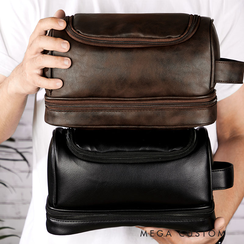 Personalized Coordinate PU leather hook-handled makeup bag for traveling lovers