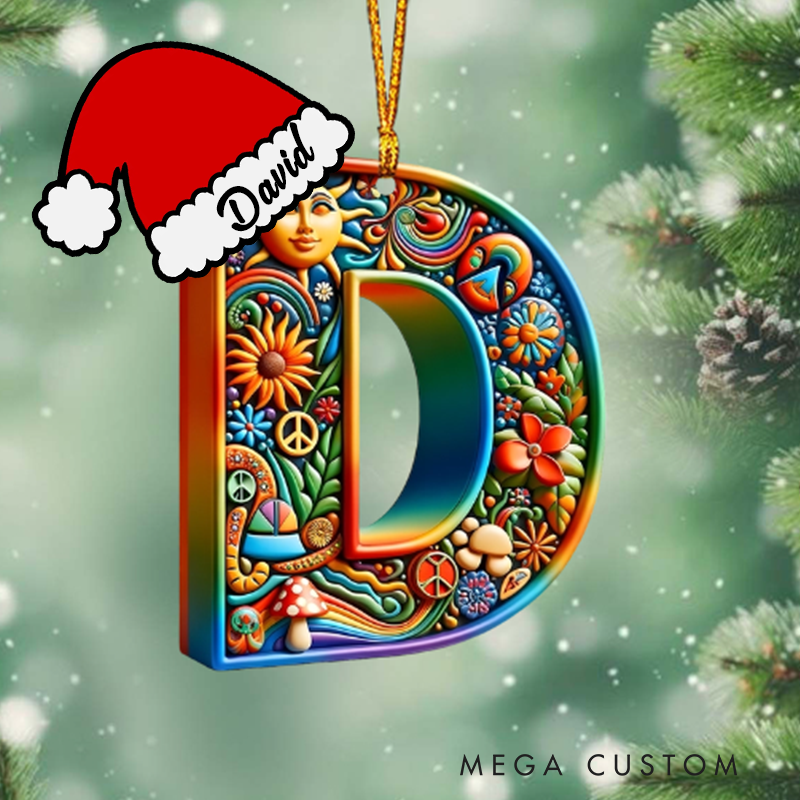 Personalized Beautiful Hippie Letter Ornament Custom Hippie Ornament