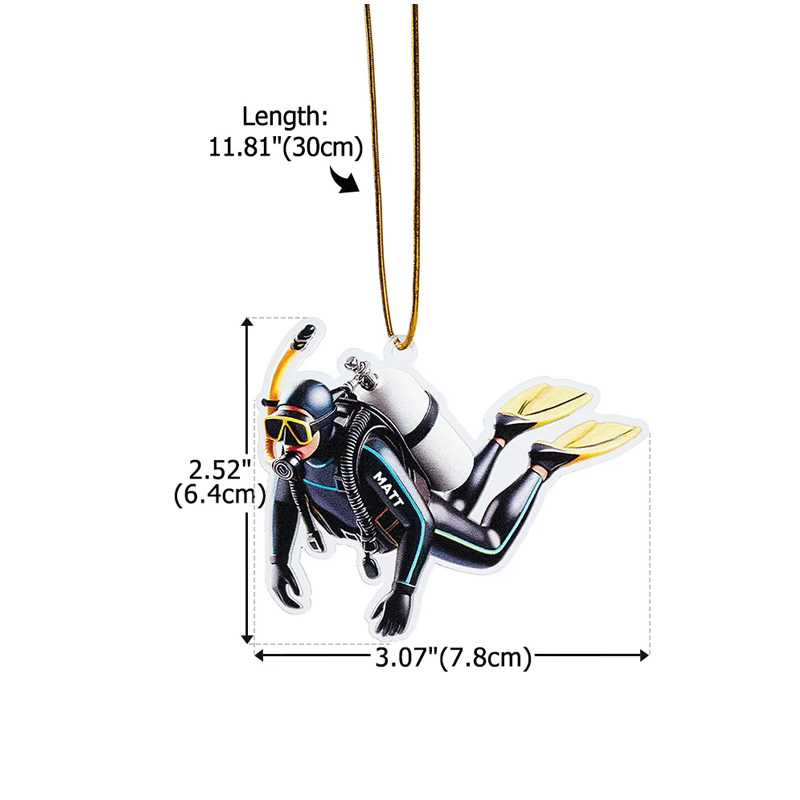 Personalized Scuba Diver Acrylic Ornament with Name Home Decor Christmas Birthday Gift for Divers Ocean Adventure Enthusiasts