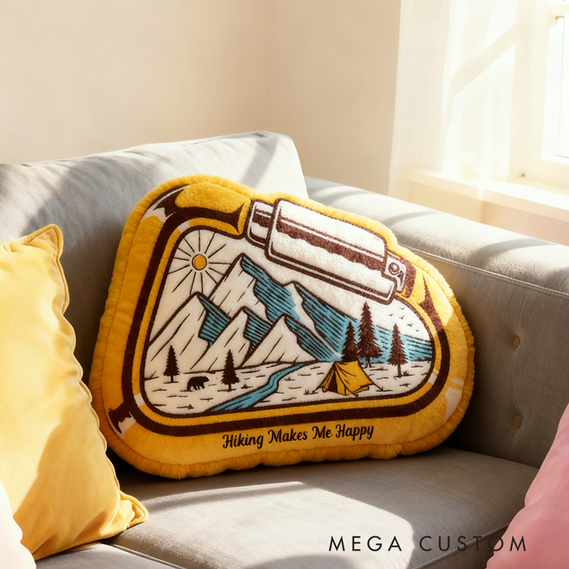 Personalized Hiking Themed Pillow Cushion Custom Outdoor Nature Exploring Hiking Pillow Gift for Adventurous Hiking