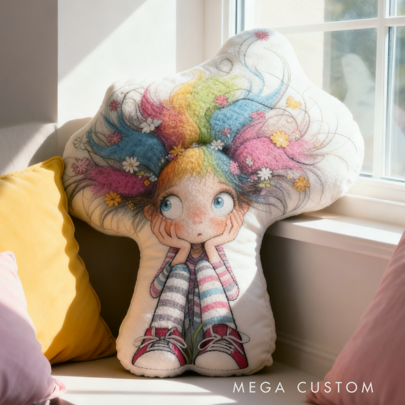 Personalized Cute Girl Initial Name Pillow Christmas Gift for Kids 