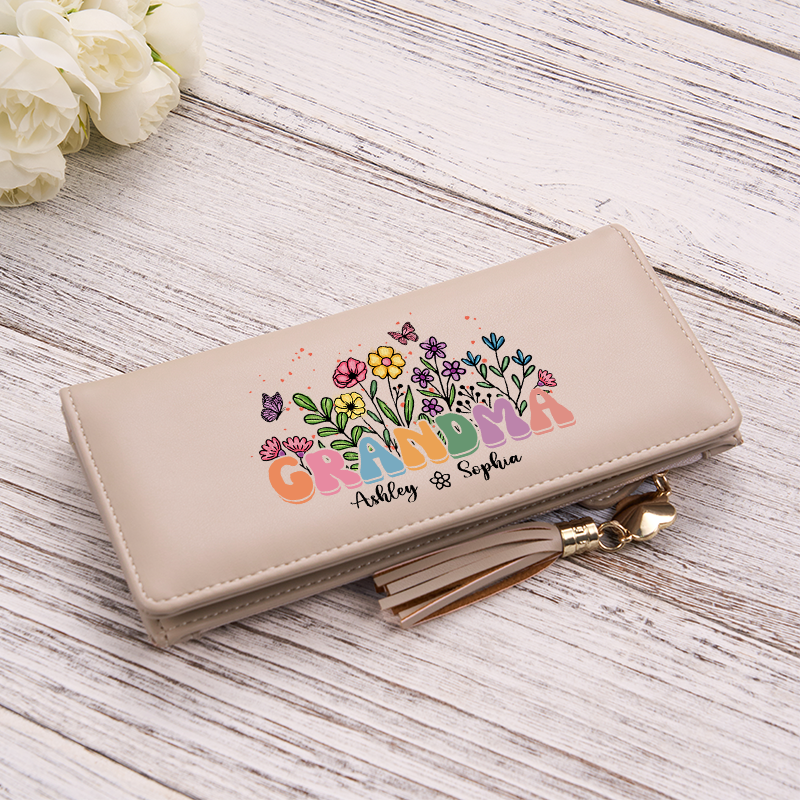 [Copy]Personalized Leather Wallet for Women Birth Flower Leather Wallet Engraved Leather Wallet with Name Women Slim Wallet Clutch Purse Unique Gift for Her Birthday Gifts