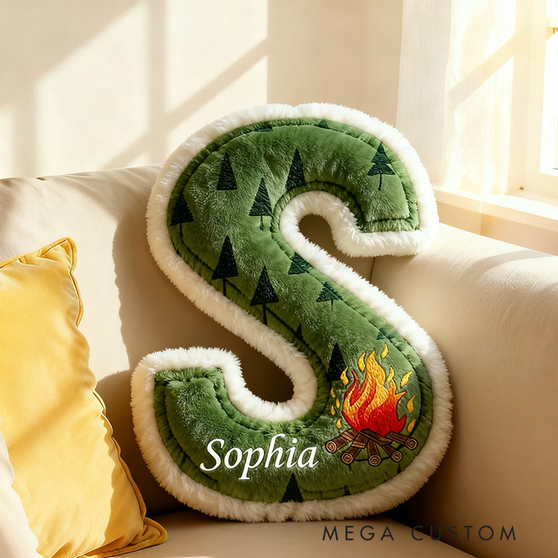 Personalized Camper Letter Pillow Custom Outdoor Camping Pillow Gift for Family Pillow Gift for Camper