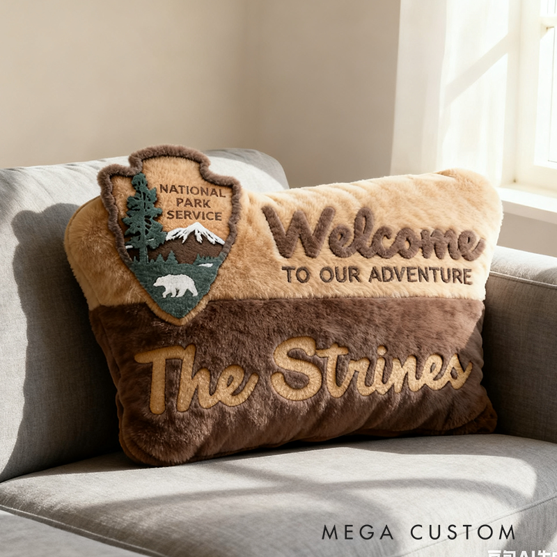 Personalized National Park Family Sign Pillow Cushion Custom Couples Outdoors Adventure Pillow Gift for Outdoors Lovers