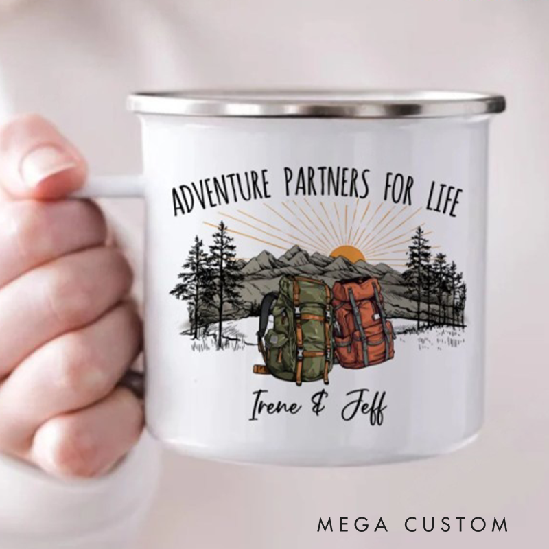 Personalized Backpacking Adventure Camping Mug Hiking Couple Mug Backpack Campfire Cup for Outdoors Hiking Lovers