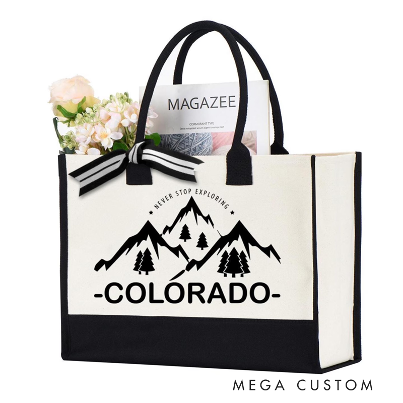 Personalized Outdoors Adventure Tote Bag Camping Travel Gift Rocky Mountains Tote Bag Gift Bag for Hiking Lover