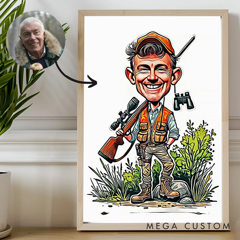 Personalized Hunter Cartoon Portrait Custom Caricature from Photo Unique Hunting Gift Fun Hunting Cartoon Art Perfect for Hunters