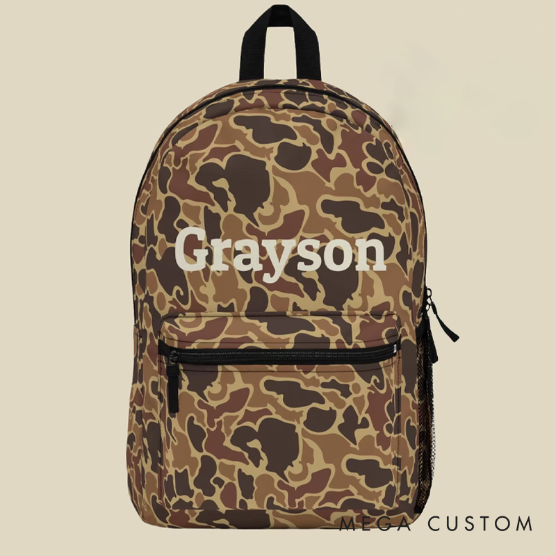 Personalized Retro Duck Camo Backpack Outdoor Adventures Gear Camouflage Knapsack Camo Backpack Duck Camo Backpack for Kids Hunting Lover