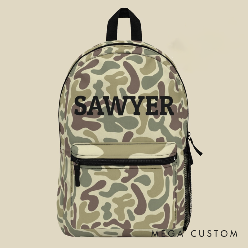 Personalized Backpack for Kids Light Duck Camo Backpack Custom Name Backpack for Kids Gift for Hunter Lover