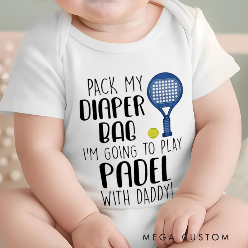 Personalized Pack Diaper Bag with Daddy Baby Bodysuit Baby Romper Sports Baby Gift
