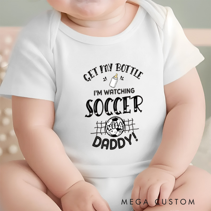 Personalized Soccer Baby Onesie with Playful Text Design and Soft Cotton Fabric, Editable Name or Title