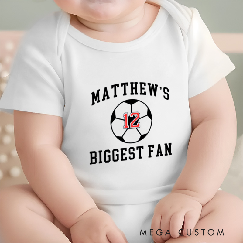 Personalized Soccer Baby Onesie with Fan Theme Design, Soft Cotton Fabric and Editable Name for Any Player or Loved One