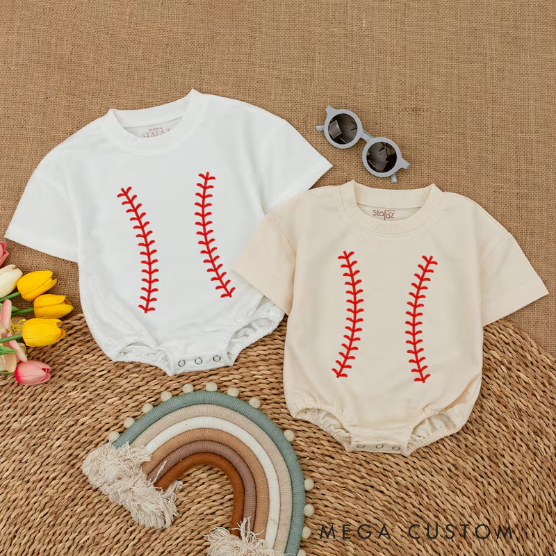Personalized Baseball Baby Romper Custom Name and Number Game Day Baby Bodysuit Baby Boy Baseball Outfit Baseball Baby Shower Gift