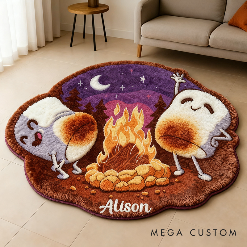 Personalized Cute Campfire Marshmallows Roasting Doormat Camping Lover Doormat Caravan Doormat Idea for Camping Lover