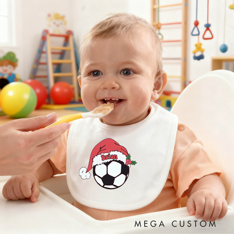 Personalized Soccer Baby Bib Baby Bib with Name Feeding Accessory Baby Shower Welcome Christmas Gift for Baby Kid