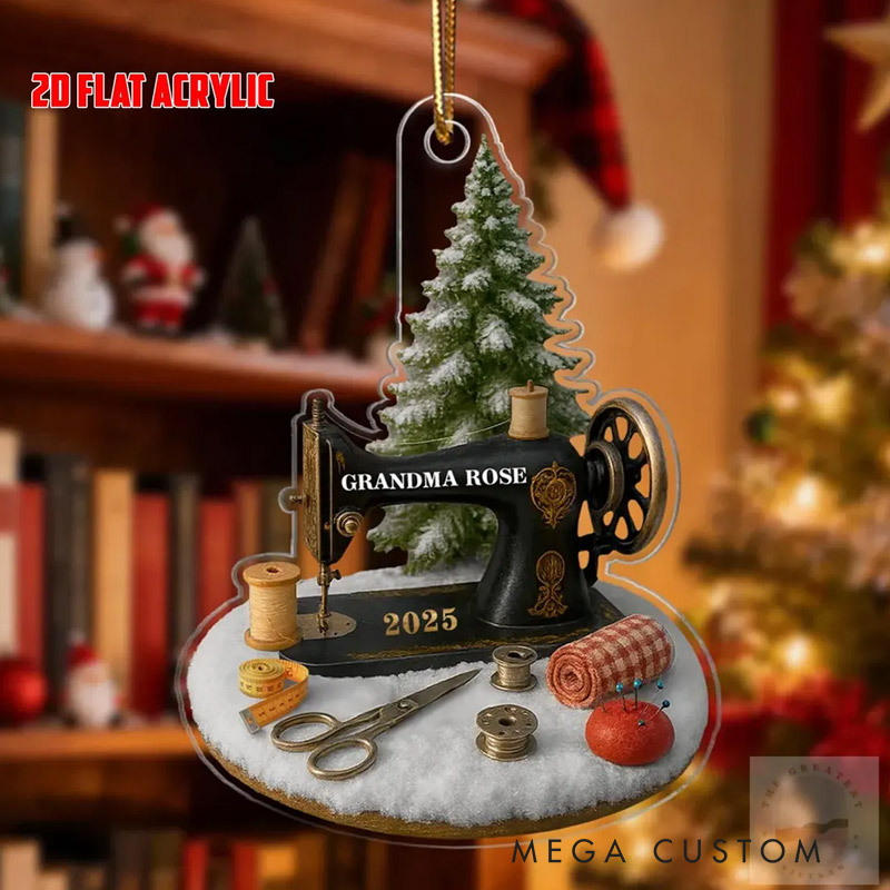Personalized Sewing Machine Ornament Acrylic Christmas Tree Decor forSewing Lovers