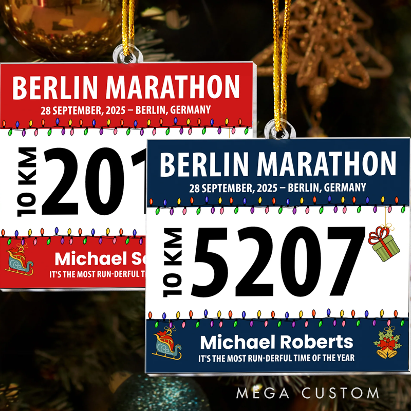 Personalized Race Bib for Runner Acrylic Ornament Christmas Gift for Family