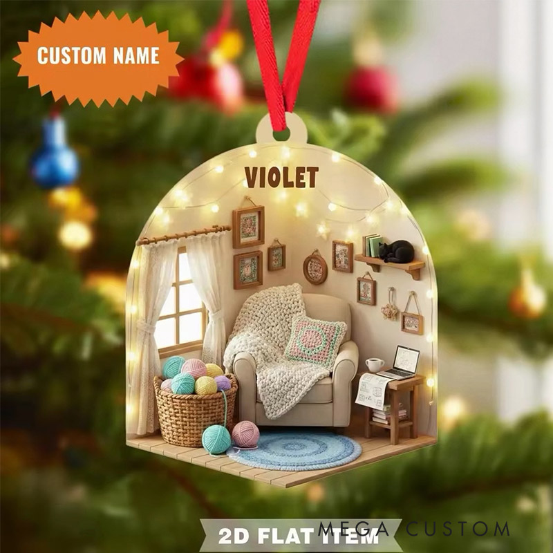 Personalized Crochet Room Christmas Ornament for Crochet Lover