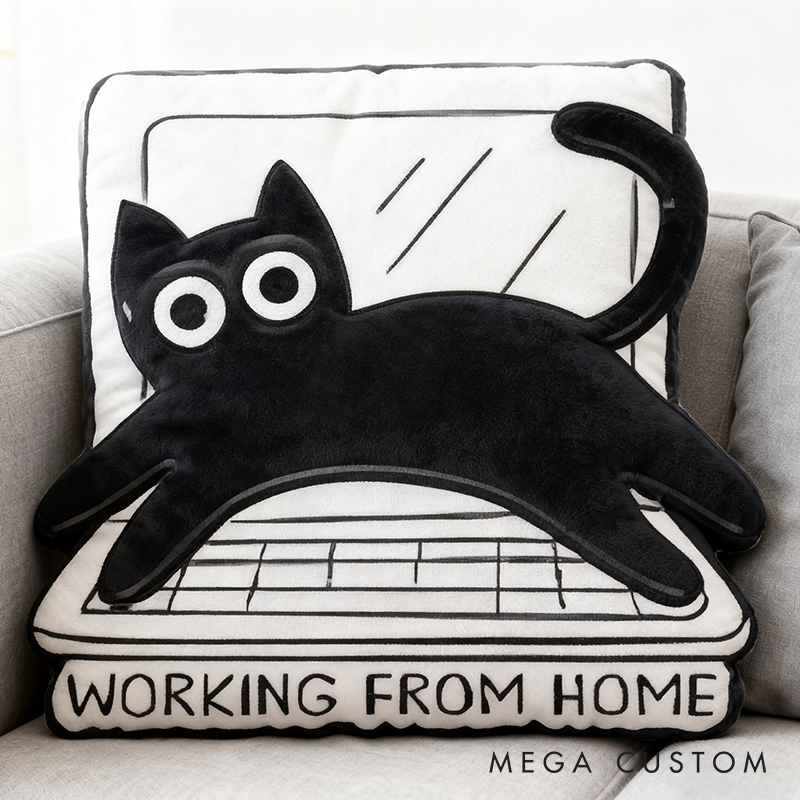 Personalized Graphic 3D Print Computer Geek Black Cat Pillow Office Worker Gift for Geek Nerd Lover