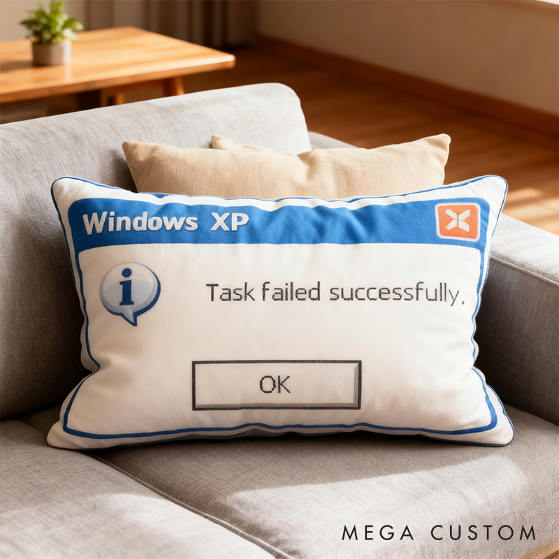 Personalized Windows Xp Task Failed Successfully Pillow Tech Humor Pillow Gift for Geek Nerd Lover