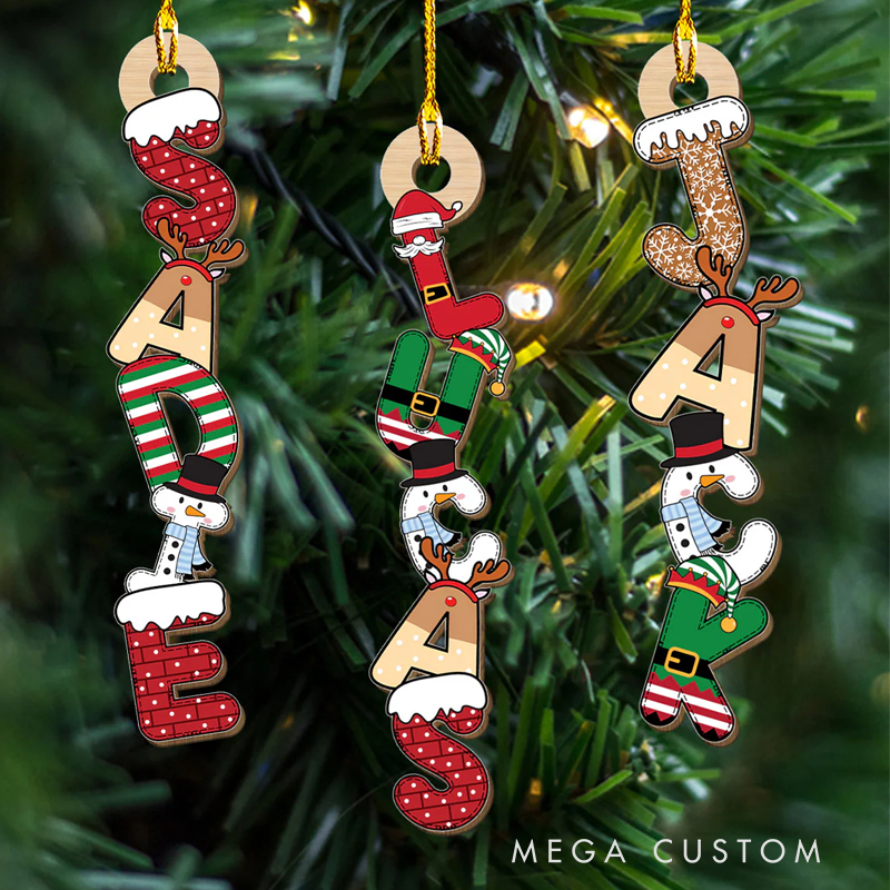 Personalized Letter Name Christmas Ornament Christmas Gift for Family Kids