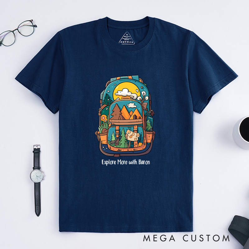 Personalized Travel Backpack T-Shirt Camping Hiking Adventure T-Shirt for Nature Traveling Outdoors Lover Gift