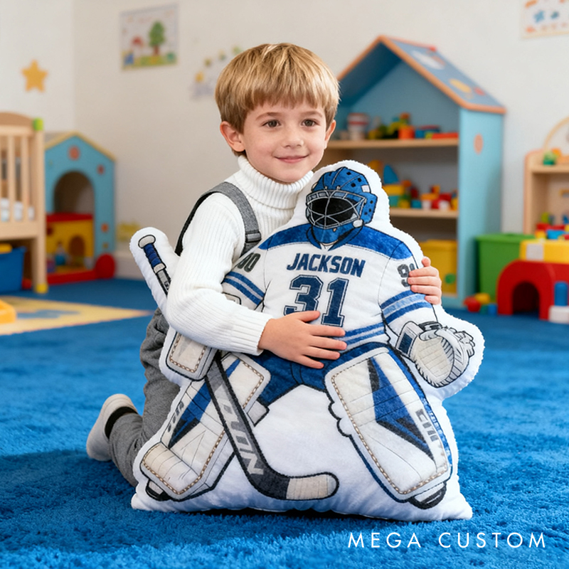 Personalized Ice Hockey Goalie-Shaped Pillow with Custom Name and Number for Ice Hockey Fans